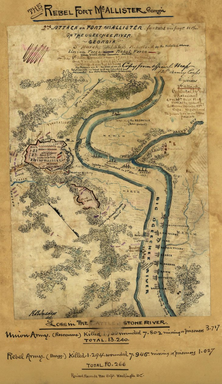 2e aanval op Fort McAllister aan de Ogeechee rivier, Georgia LOC gvhs01.vhs00278 door Robert Knox Sneden