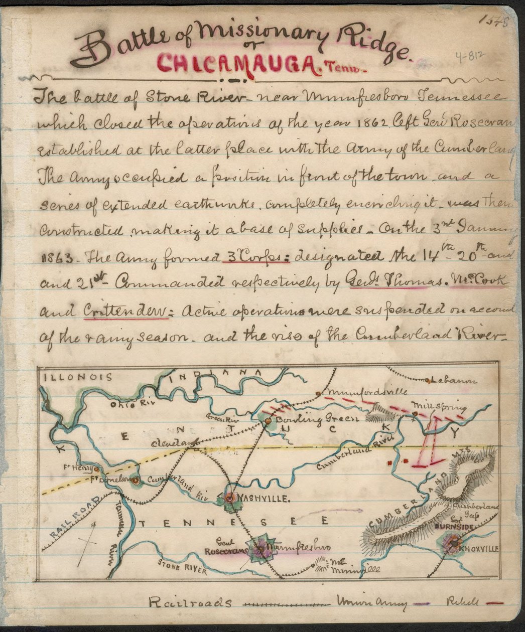 Slag bij Missionary Ridge of Chickamauga, Tenn. LOC gvhs01.vhs00156 door Robert Knox Sneden