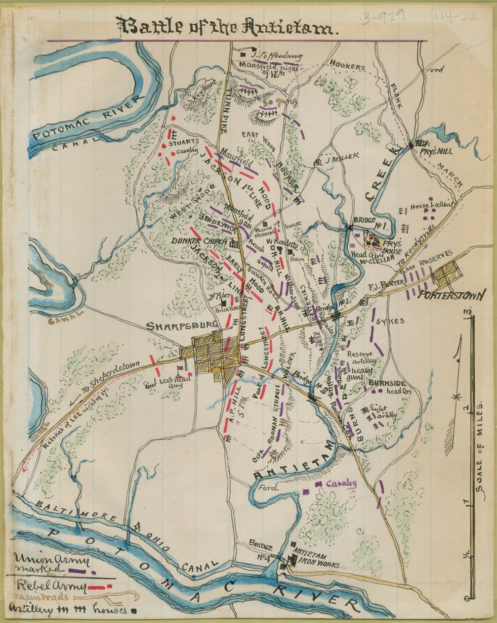 Slag bij Antietam. LOC gvhs01.vhs00044 door Robert Knox Sneden