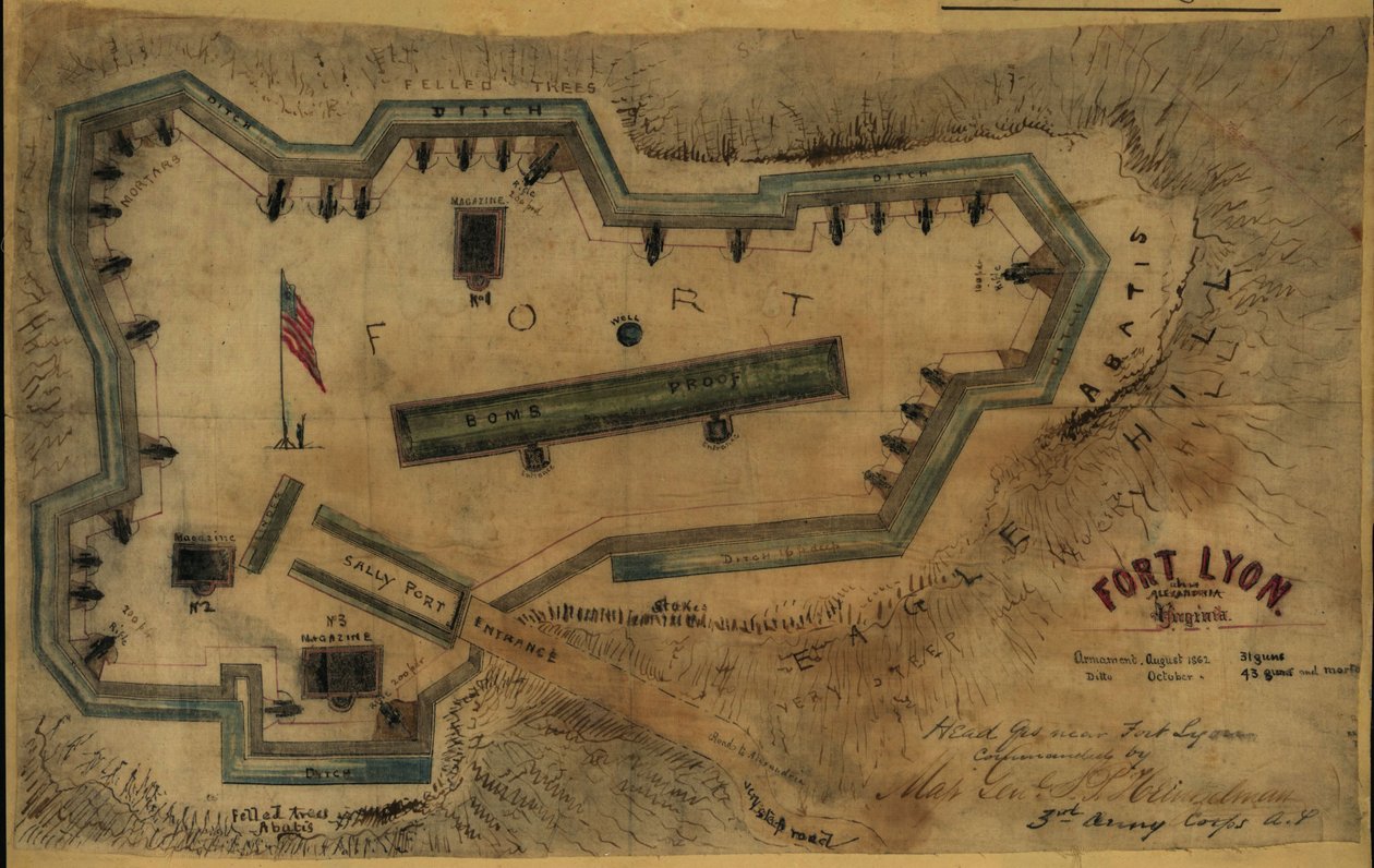 Fort Lyon, bij Alexandria, Virginia LOC gvhs01.vhs00285 door Robert Knox Sneden
