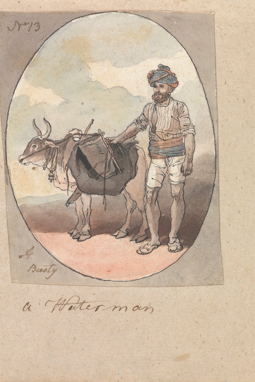 Een waterman met zijn os of stier door Robert Mabon