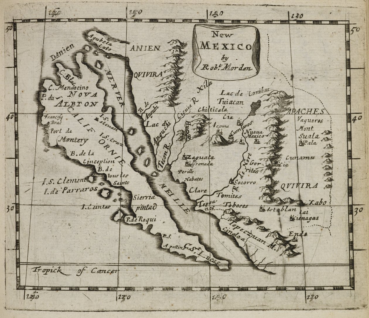 Kaart van Nieuw-Mexico door Robert Morden