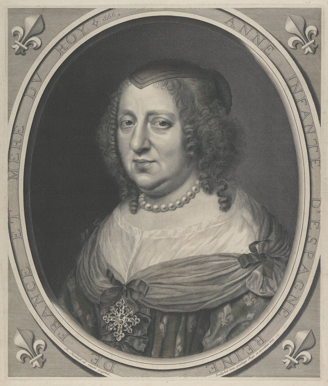 Anna van Oostenrijk, koningin van Frankrijk (Queen of France) (1601-1666) door Robert Nanteuil