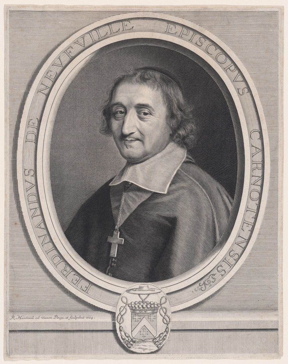 Ferdinand de Neufville, bisschop van Chartres (1608-1678) door Robert Nanteuil