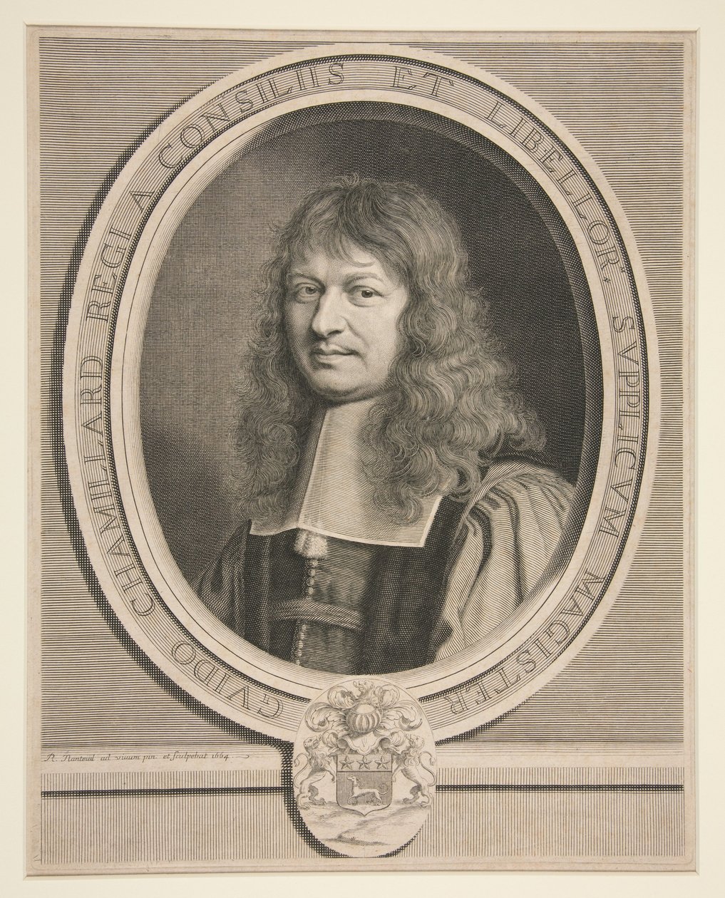 Portret van Guy Chamillard, raadsman van de koning en hoofd van verzoekschriften door Robert Nanteuil