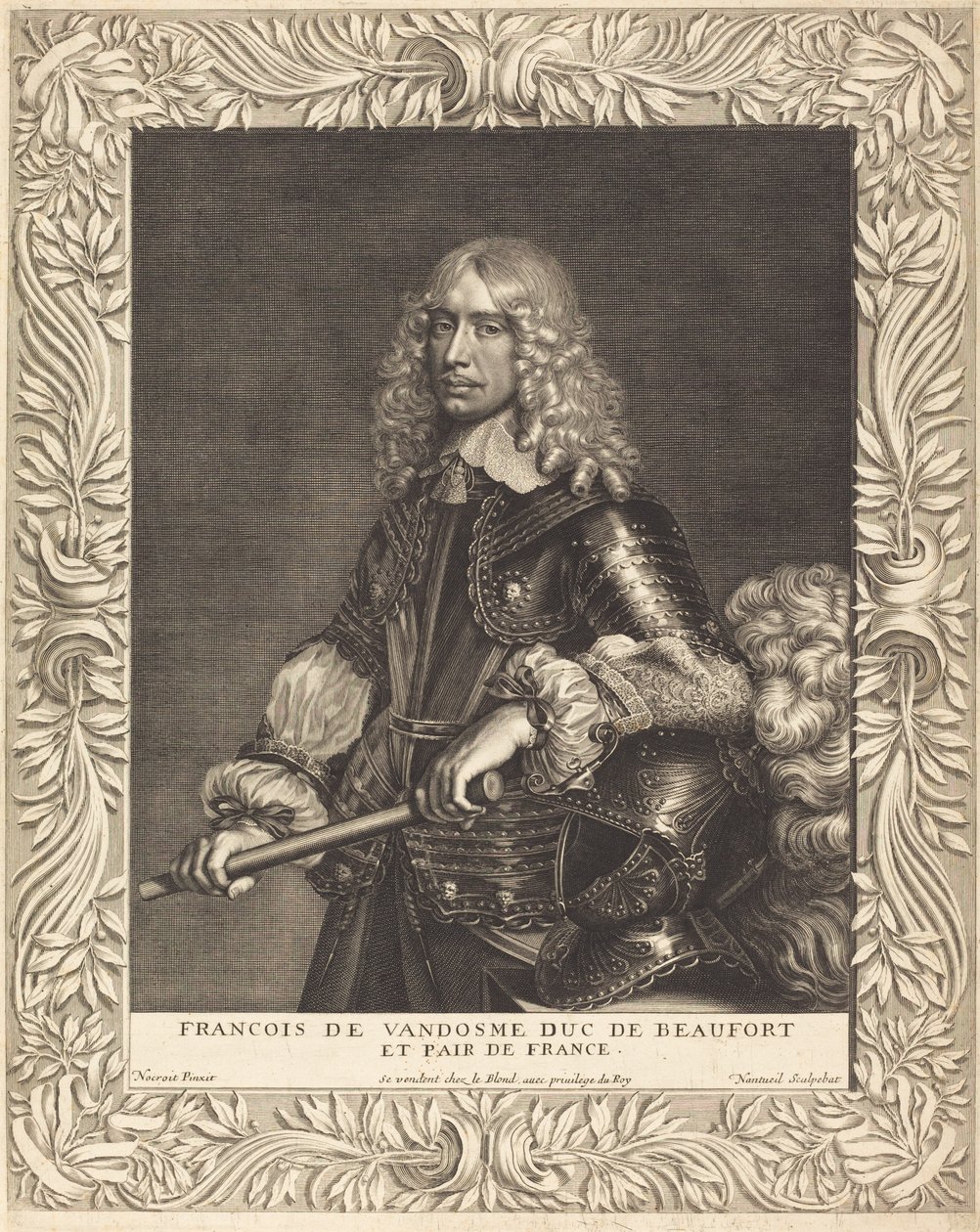 Francois, Hertog van Beaufort door Robert Nanteuil after Jean Nocret
