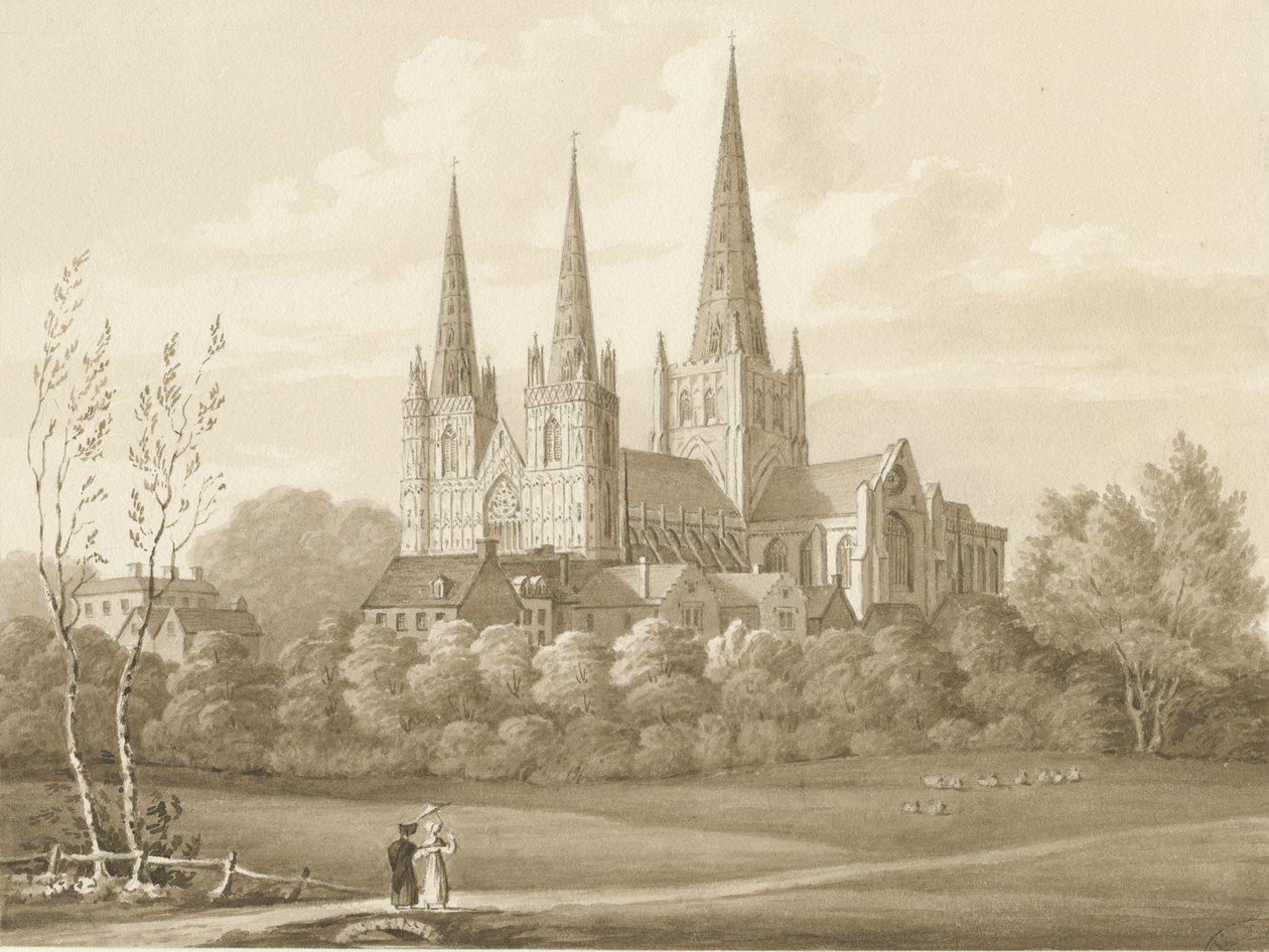 Lichfield Cathedral - West Zuidwestelijke Aanblik door Robert Noyes