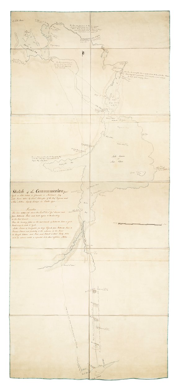 Schets van communicatie van York aan Lake Ontario naar Gloucester of Machidash Bay Lake Huron, genomen door Luitenant Pilkington van de Koninklijke Ingenieurs en Alexander Aitken, plaatsvervangend landmeter in oktober 1793 door Robert Pilkington