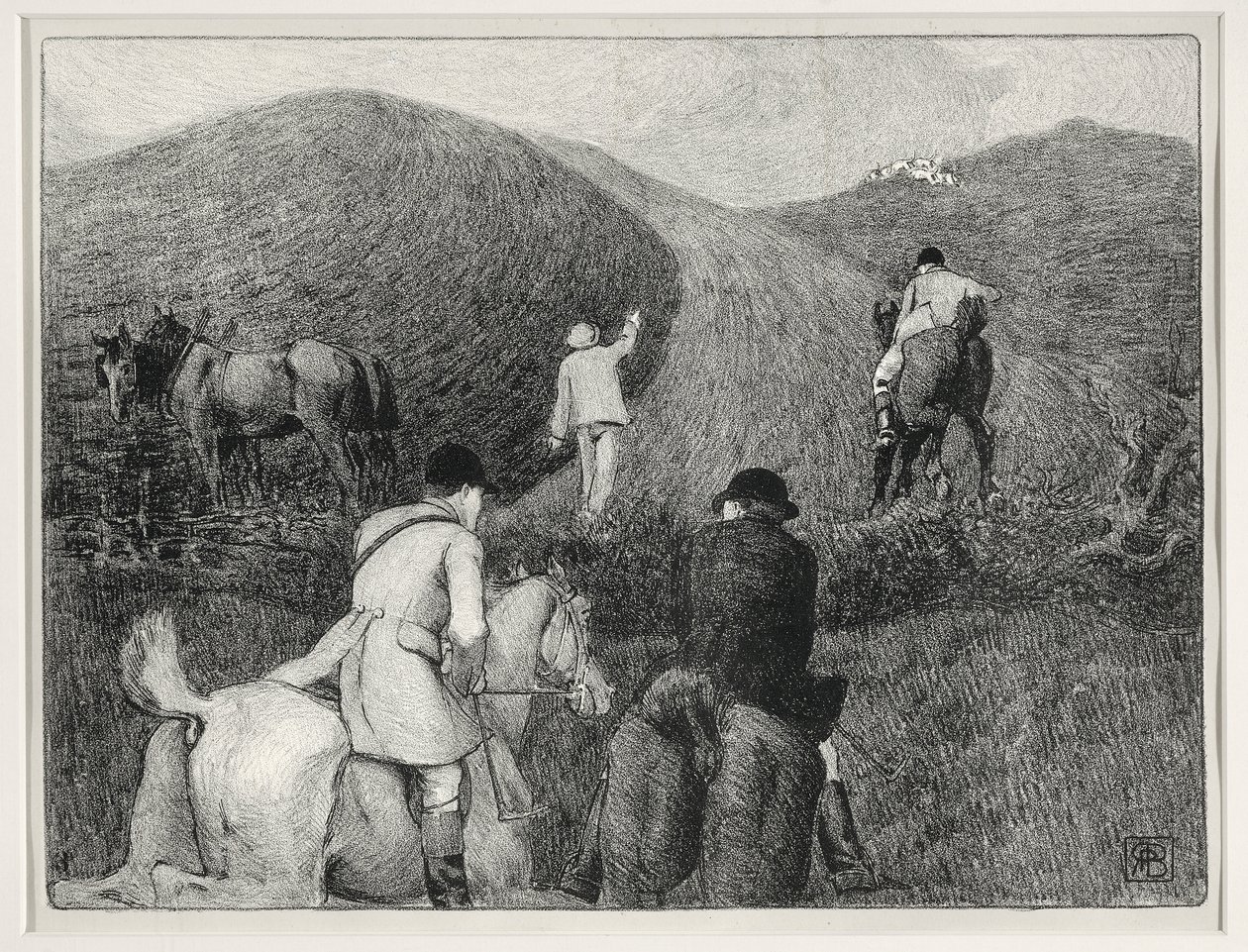Jachtscène door Robert Polhill Bevan