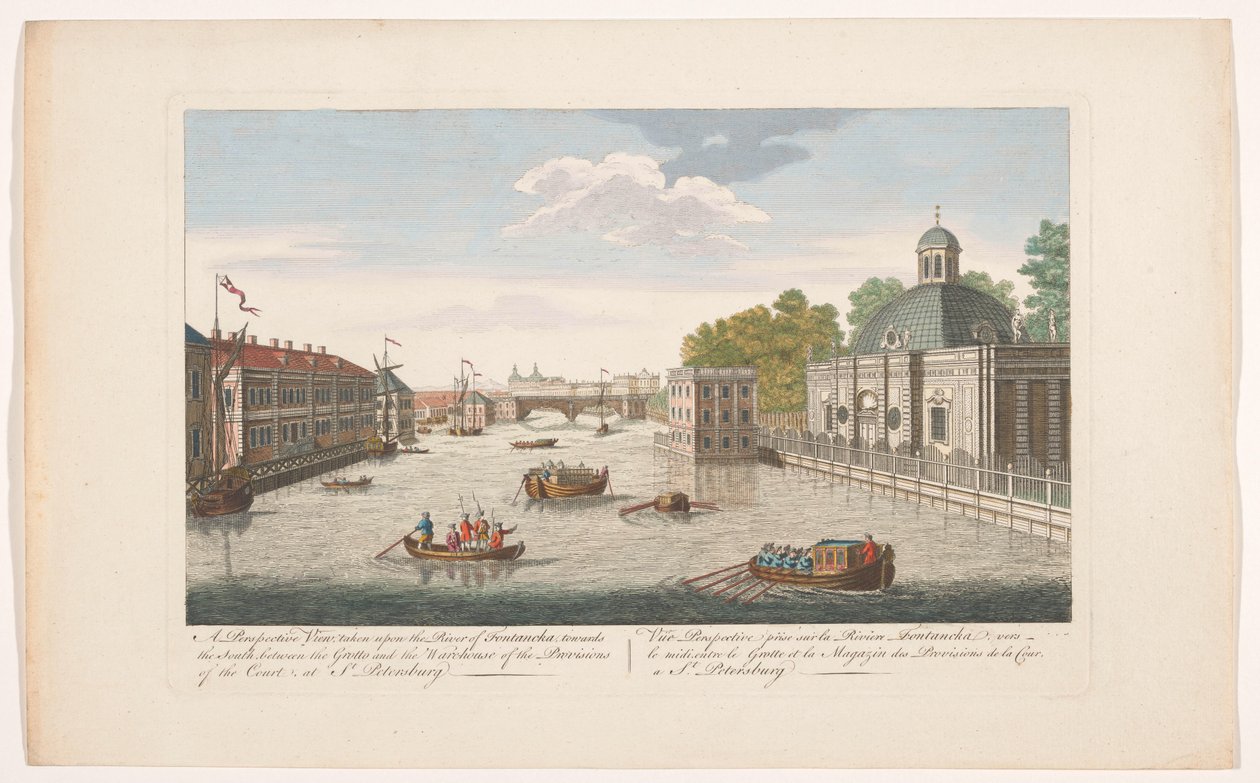 Gezicht op de rivier de Fontanka te Sint-Petersburg gezien vanaf de noordzijde door Robert Sayer (possibly)