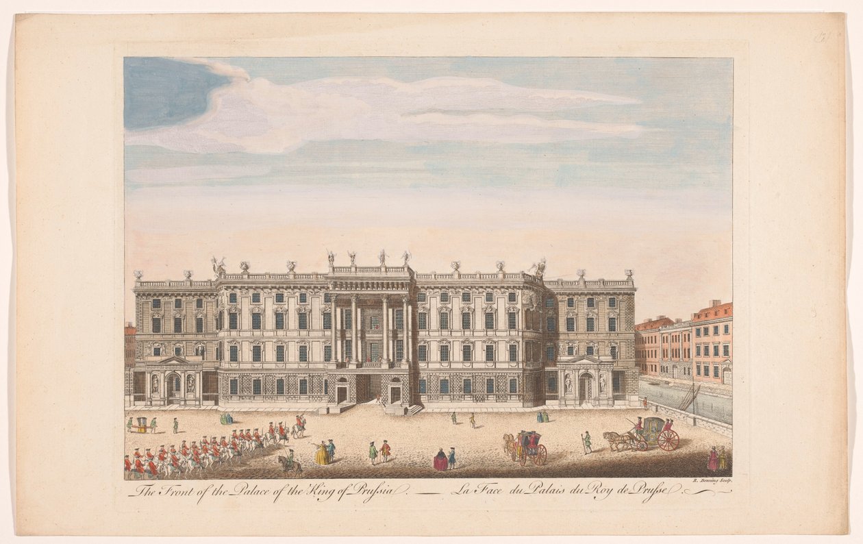 Gezicht op de voorzijde van het Berliner Stadtschloss te Berlijn door Robert Sayer (possibly)