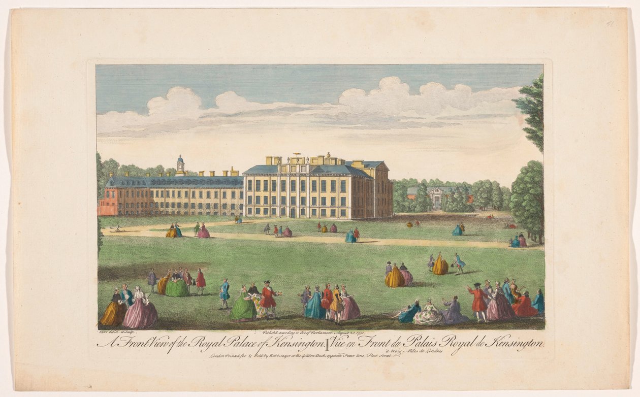 Gezicht op Kensington Palace te Londen door Robert Sayer