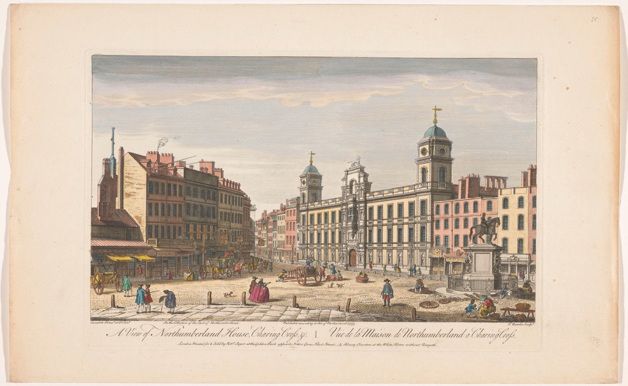 Gezicht op Northumberland House aan Charing Cross te Londen door Robert Sayer