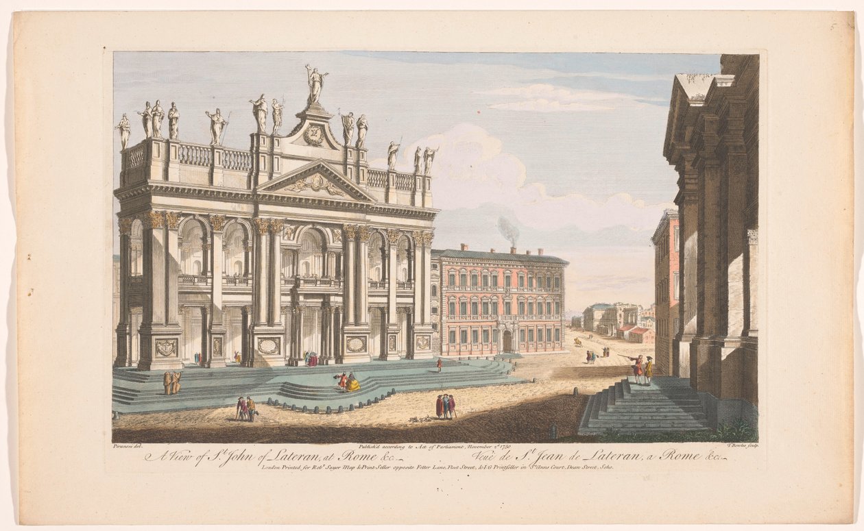 Gezicht op de kerk Sint-Jan van Lateranen te Rome door Robert Sayer