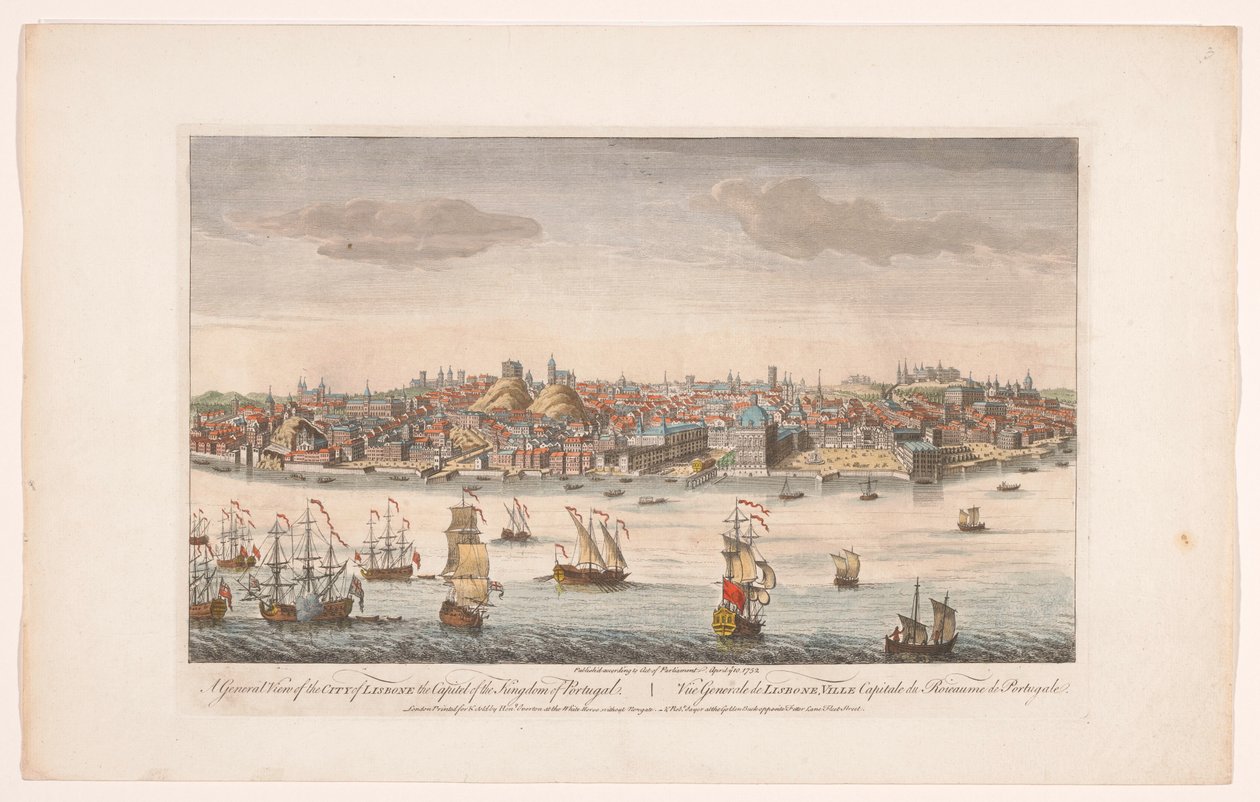 Gezicht op de stad Lissabon door Robert Sayer