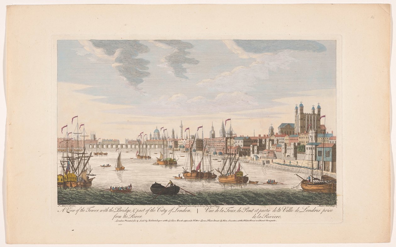 Gezicht op de stad Londen gezien vanaf de rivier de Theems door Robert Sayer