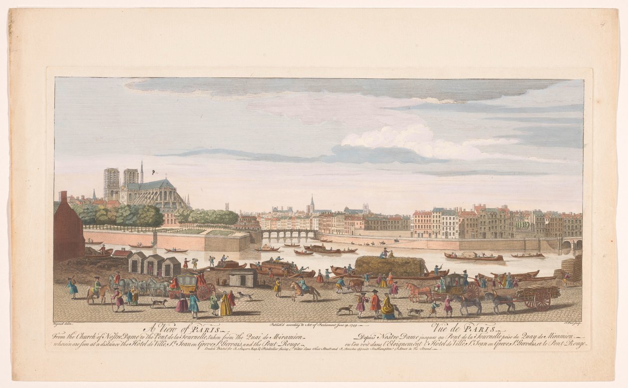 Gezicht op de stad Parijs gezien vanaf de Quai de Miramion Parijs (series title) door Robert Sayer