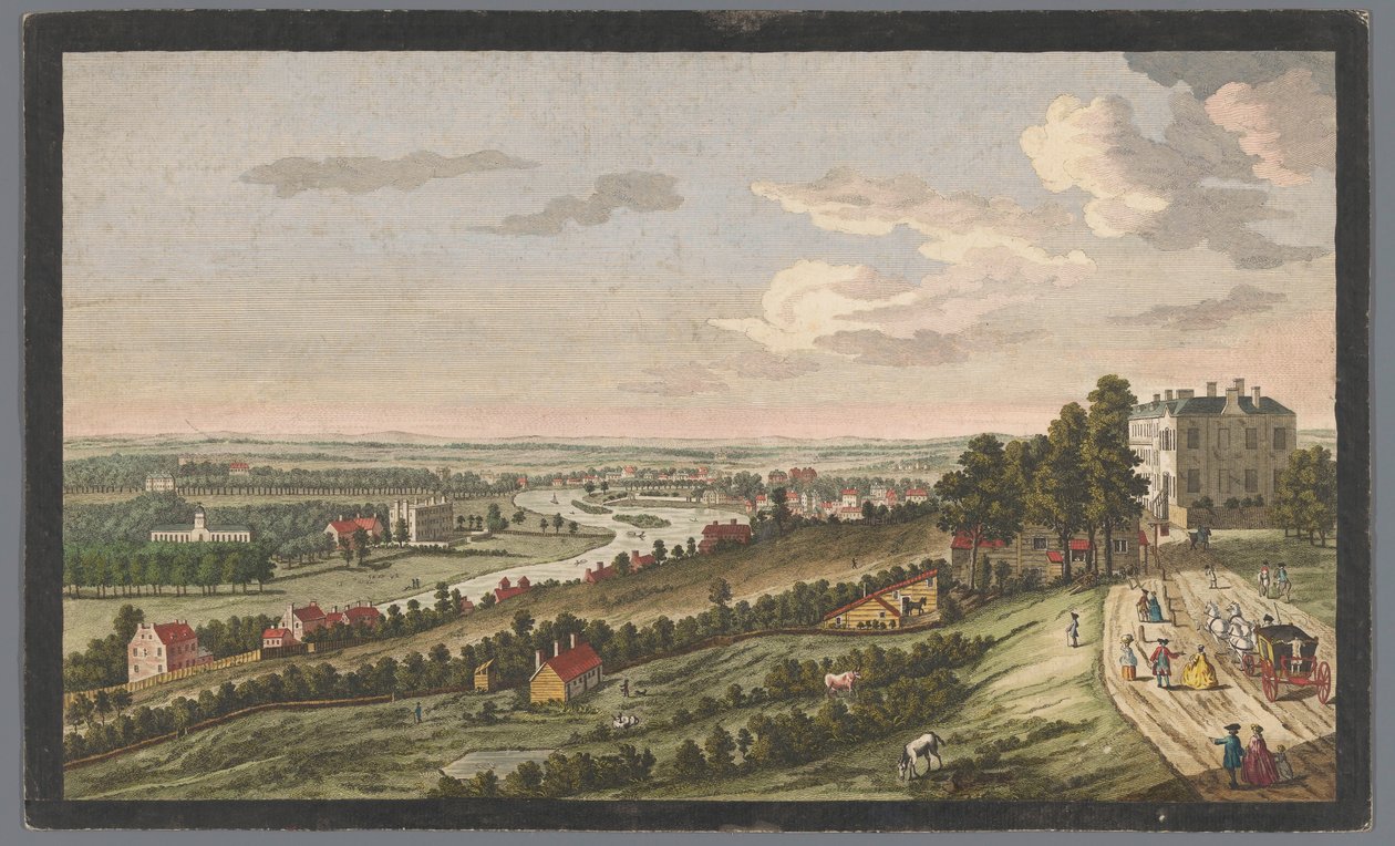 Gezicht op de stad Richmond aan de rivier de Theems door Robert Sayer