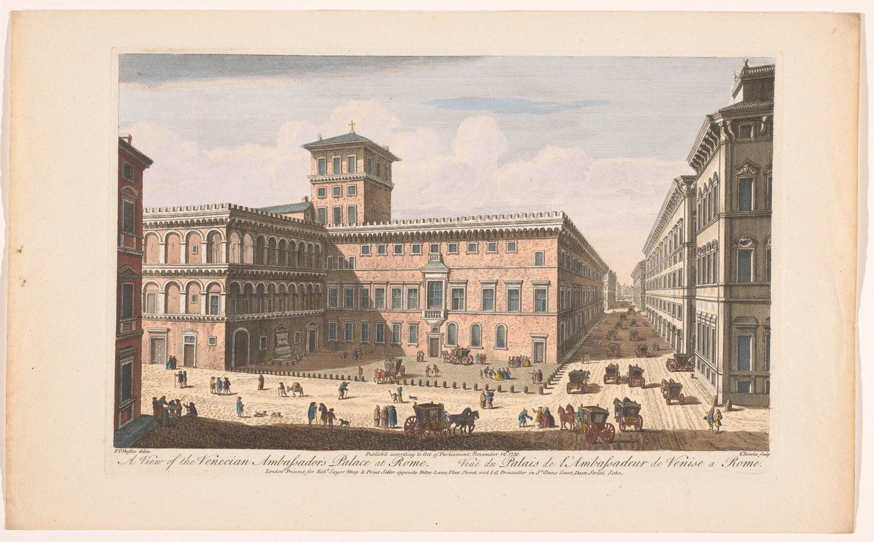 Gezicht op het Palazzo Venezia te Rome (Rome) door Robert Sayer