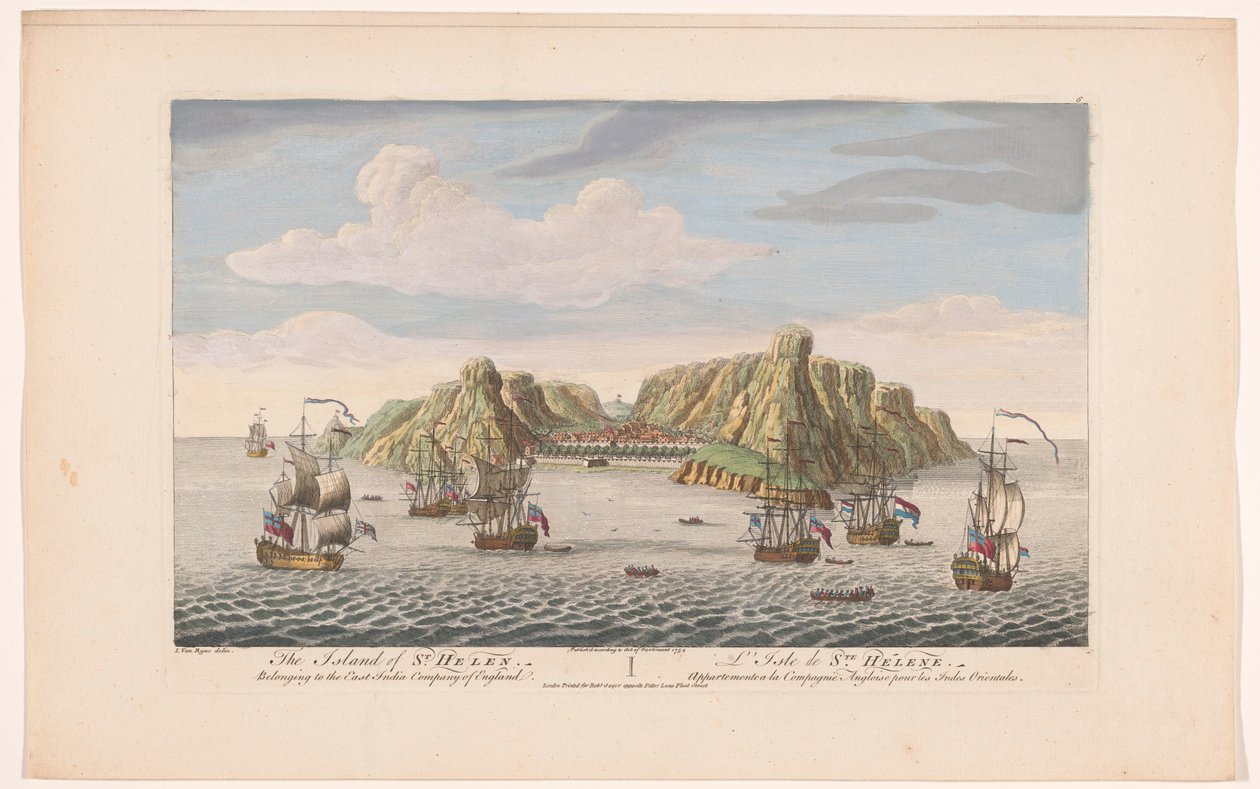 Gezicht op het eiland Sint-Helena door Robert Sayer