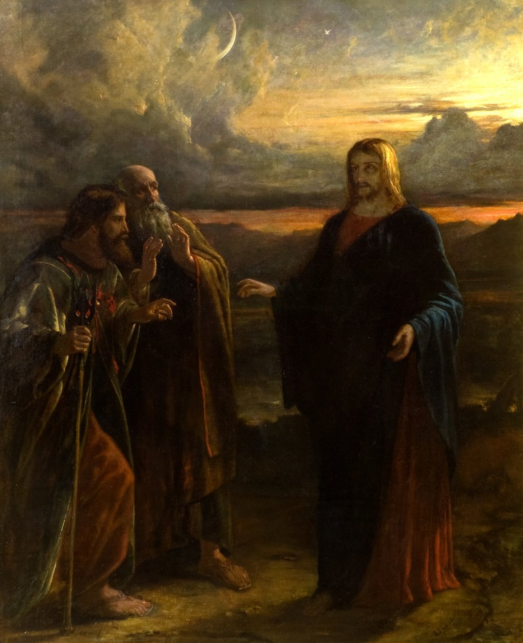 Christus en de Twee Discipelen op Weg naar Emmaüs door Robert Scott Lauder