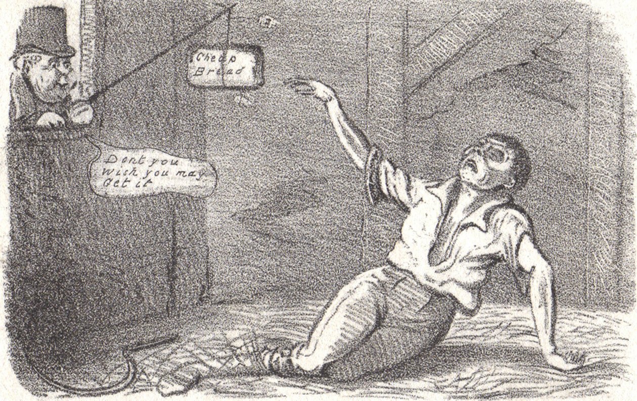 De Corn Laws werden in 1815 ingevoerd om de Britse boer te beschermen tegen buitenlandse concurrentie door Robert Seymour