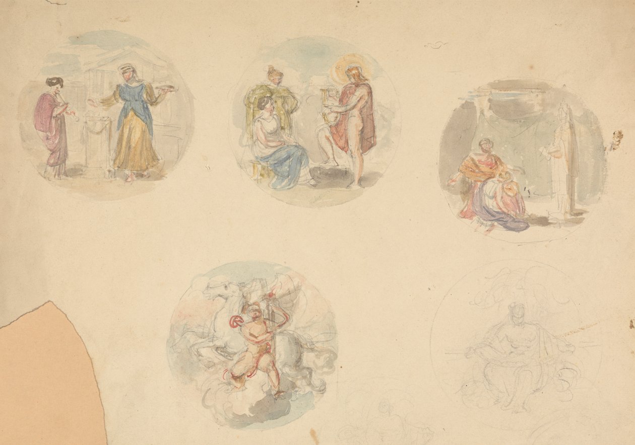 Vijf Vignetten van Scènes uit de Oudheid door Robert Smirke