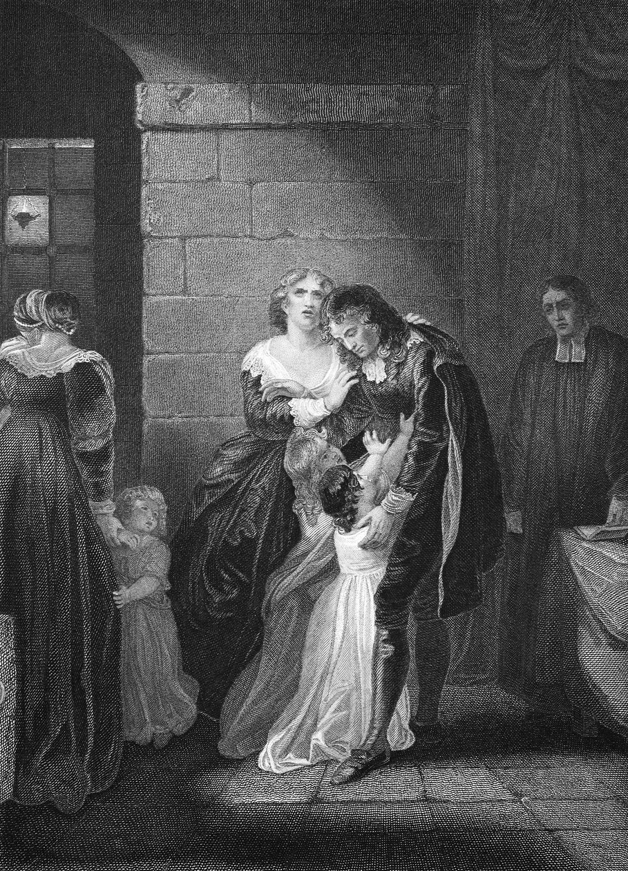 Laatste ontmoeting van Lord W. Russel met zijn familie, gegraveerd door A.H. Payne door Robert Smirke