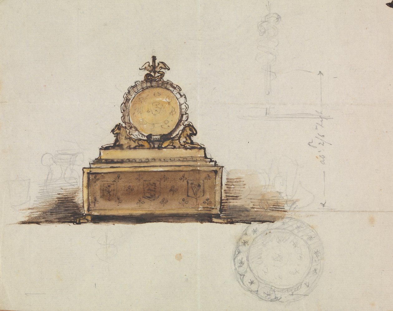 Studie voor een meubelstuk door Robert Smirke