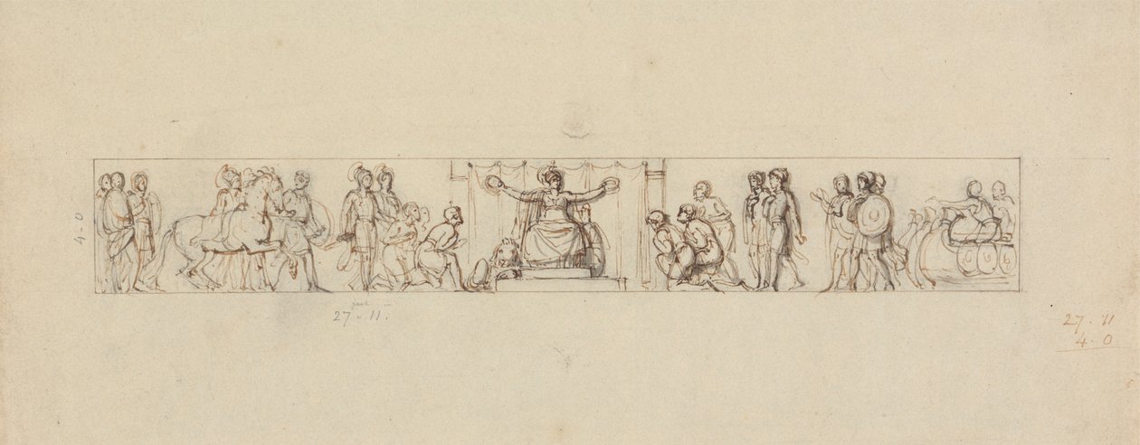 Studie voor een Reliëf met Romaanse Figuren door Robert Smirke