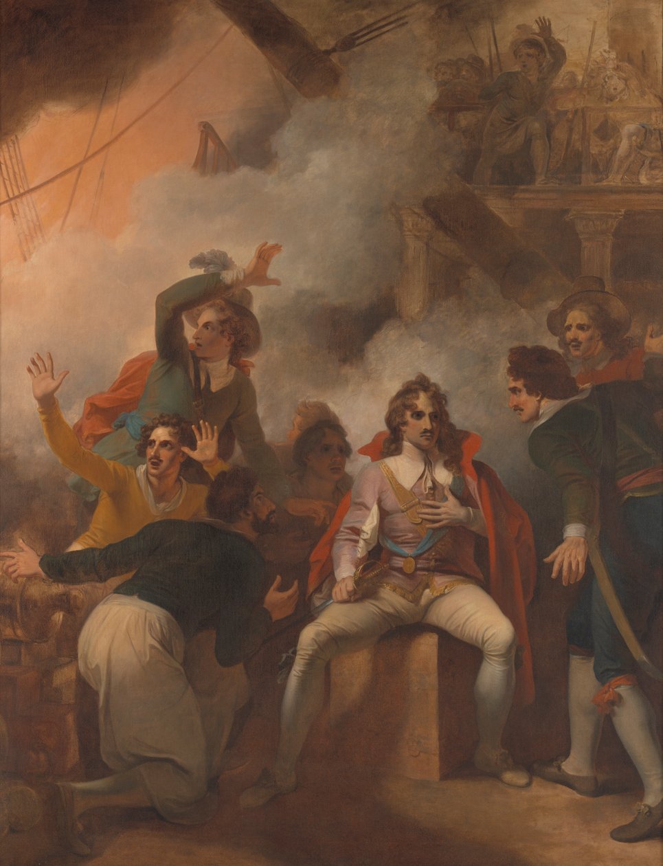 De graaf van Sandwich weigert zijn schip te verlaten tijdens de Slag bij Solebay door Robert Smirke
