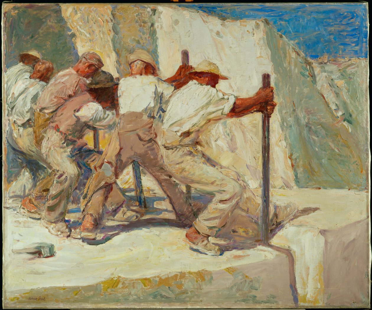 Steenhouwers (olieverf op doek) door Robert Sterl