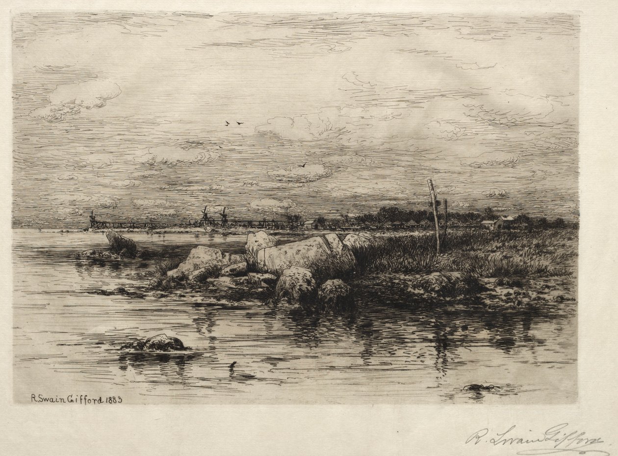 Monding van de rivier de Apponaganasett door Robert Swain Gifford