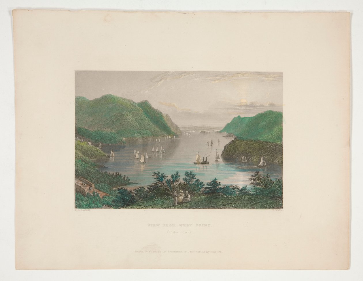 Uitzicht vanaf West Point (Hudson River), illustratie voor Nathaniel Parker Willis door Robert Wallis