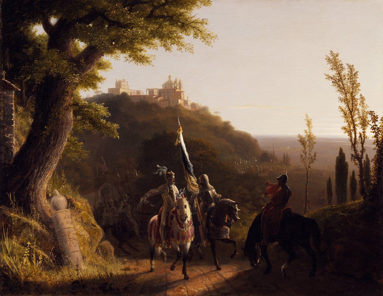 De halte van de hertog van Bourbon te La Riccia, tijdens zijn mars naar de aanval op Rome, 3 mei 1527 door Robert Walter Weir