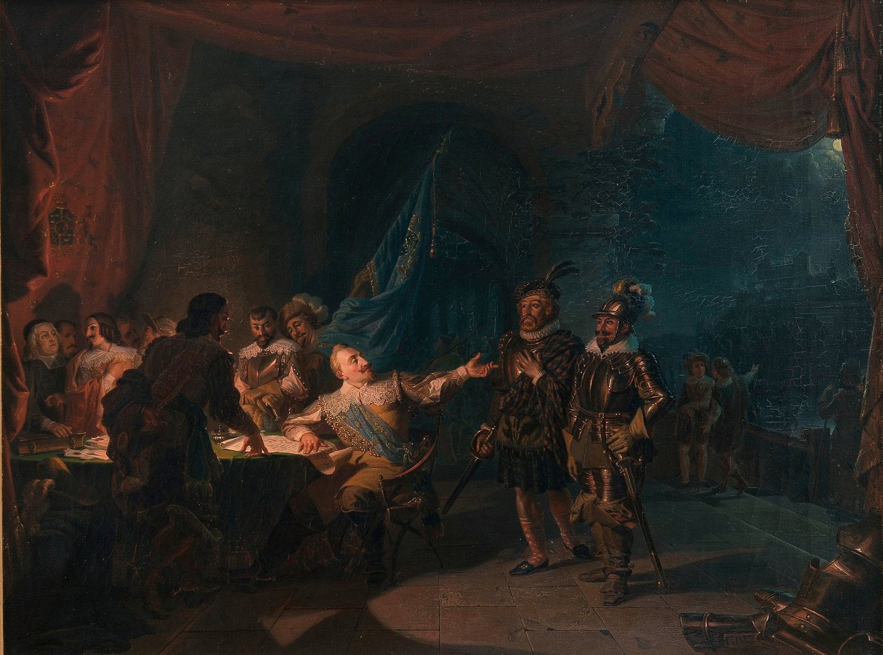 Gustav II Adolf van Zweden in Würzburg door Robert Wilhelm Ekman
