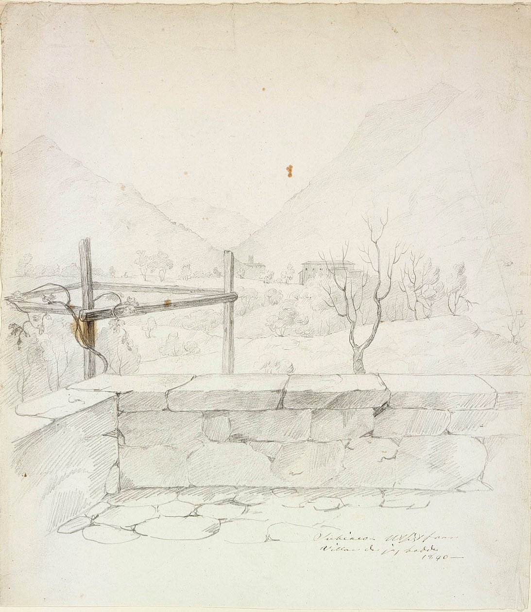 Uitzicht op de villa waar de kunstenaar woonde in Subiaco door Robert Wilhelm Ekman