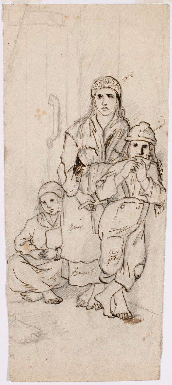 Vrouw, jongen en meisje in klederdracht door Robert Wilhelm Ekman