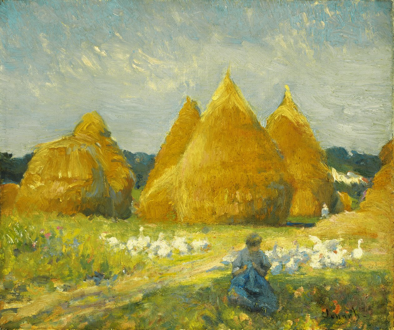 Ganzen verzamelen door Robert William Vonnoh