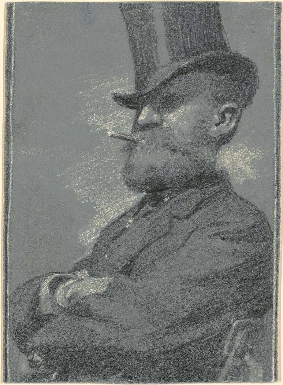Man met Hoge Hoed, Rookt een Sigaar door Robert William Vonnoh
