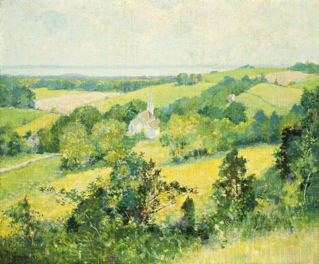 New England Heuvels door Robert William Vonnoh