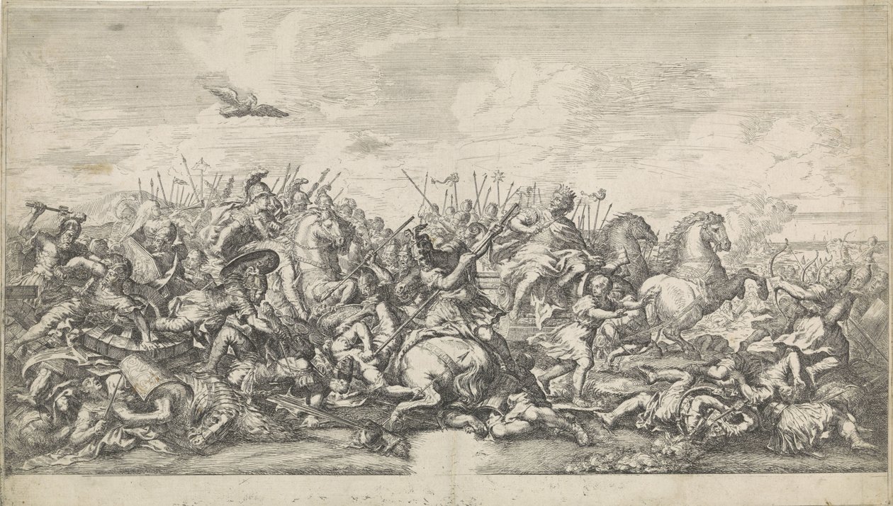 Strijd tussen Alexander de Grote en Darius III door Robertus de Mol