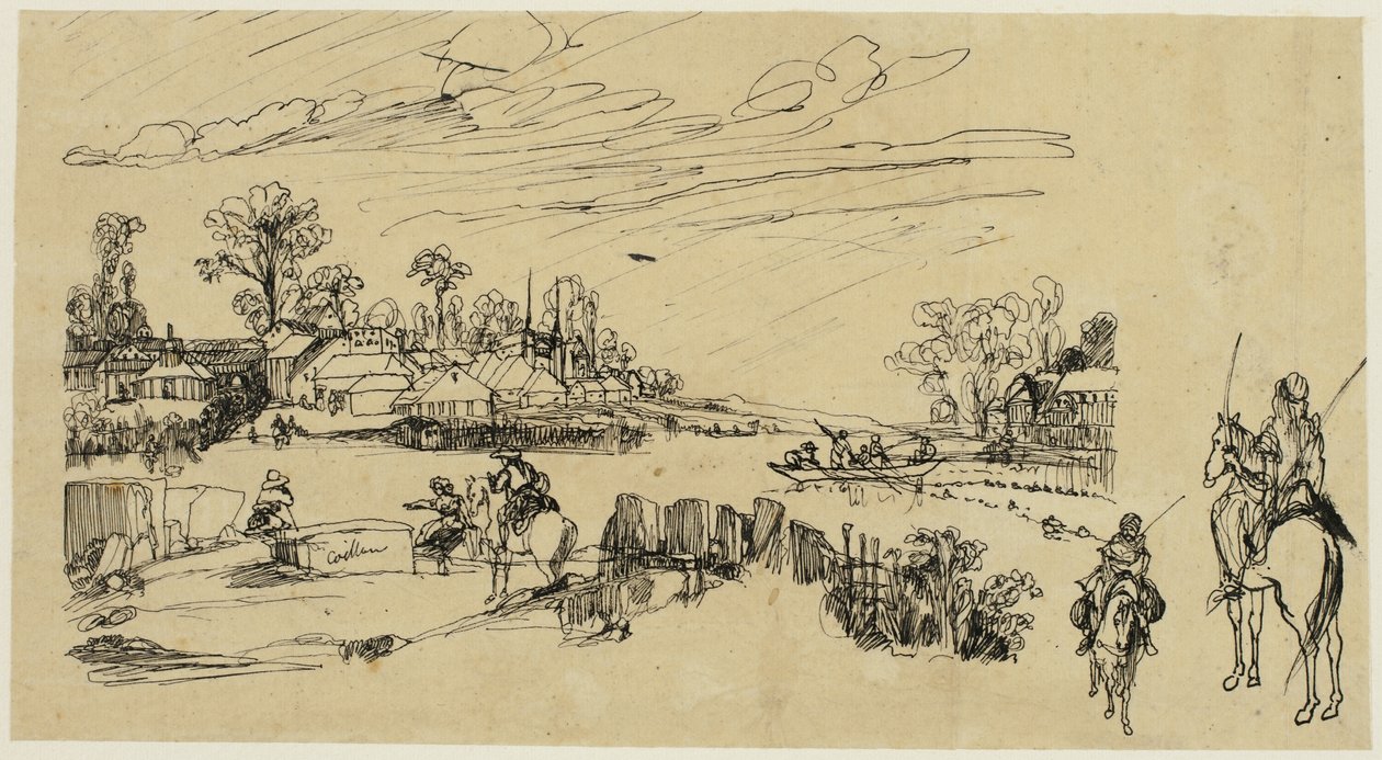 Ruiters en vissers door Rodolphe Bresdin
