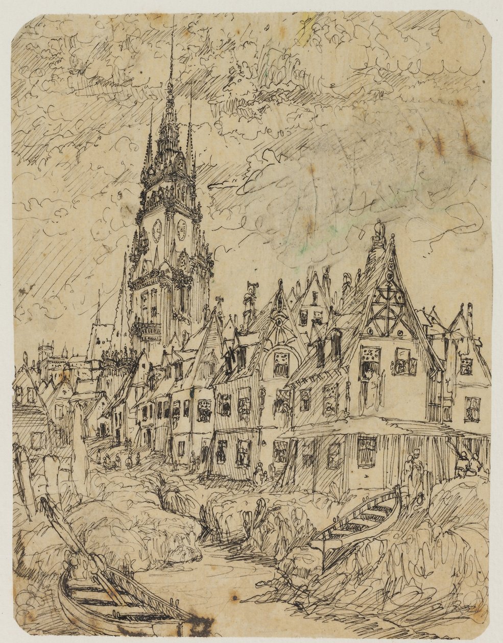 Maritiem dorp door Rodolphe Bresdin