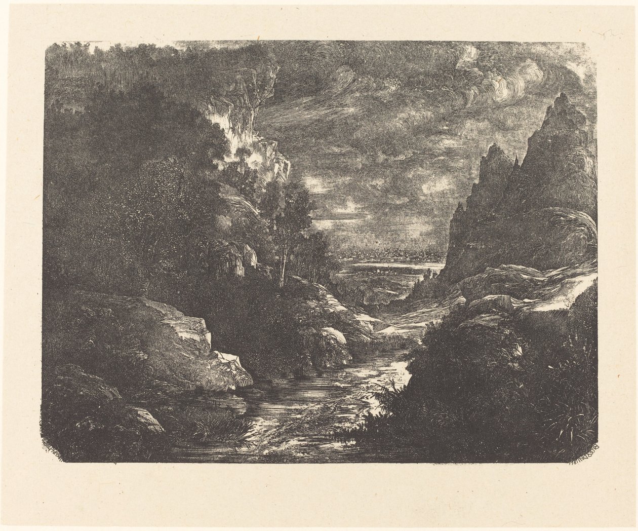 De stroom in de kloof door Rodolphe Bresdin