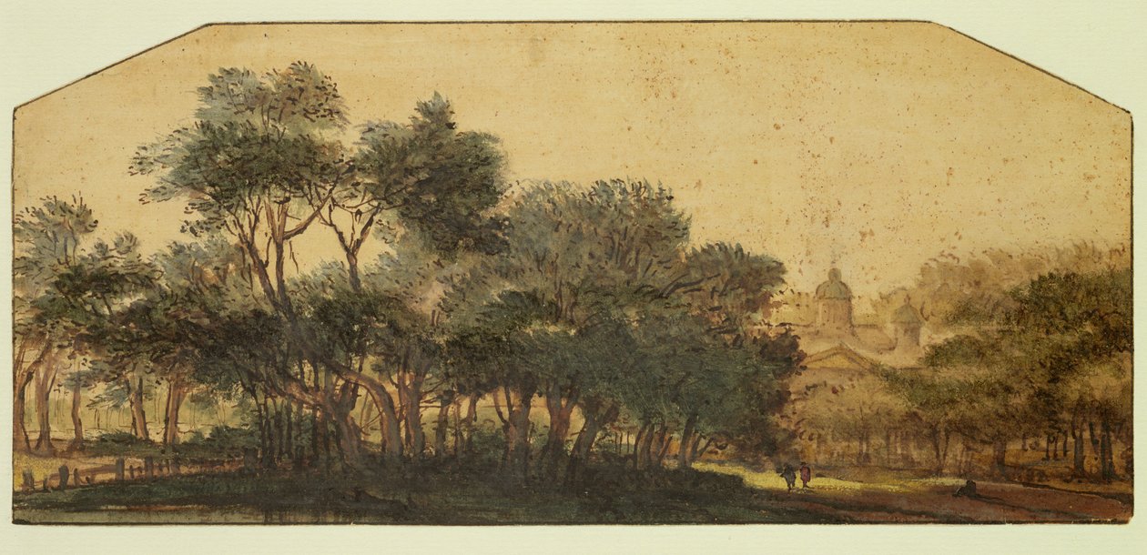 Landschap met een Kasteel op de Achtergrond door Roelandt Roghman