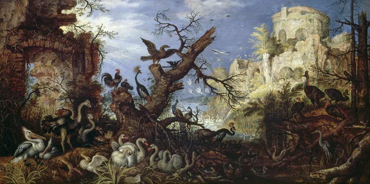 Landschap met vogels door Roelandt Jacobsz. Savery