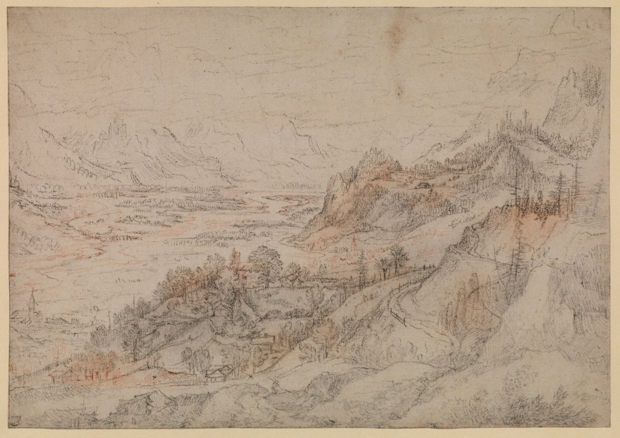 Berglandschap - Inn Valley in Tirol, 1607 door Roelandt Jacobsz. Savery