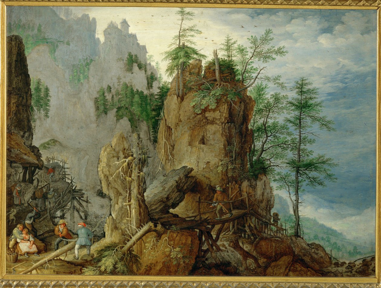 Berglandschap met (koper) door Roelandt Jacobsz. Savery