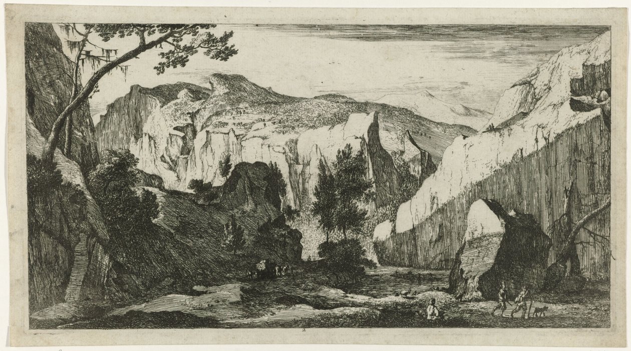 Berglandschap met rotsen (Tiroolse landschappen) door Roelant Roghman